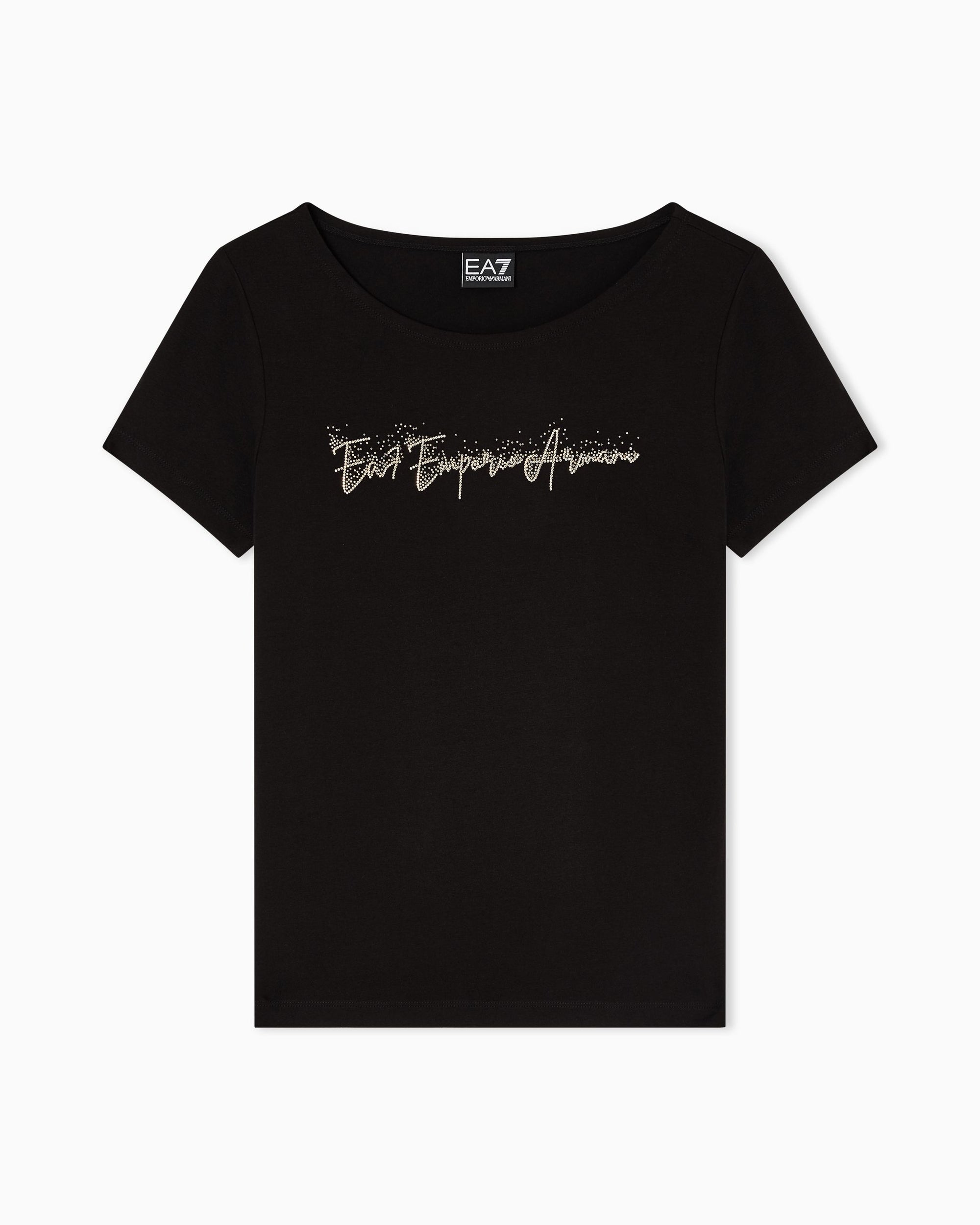 EA7 Emporio Armani T-Shirt Donna Logo Series Micro Borchie Nera - 7W000978 AF10373 UC001