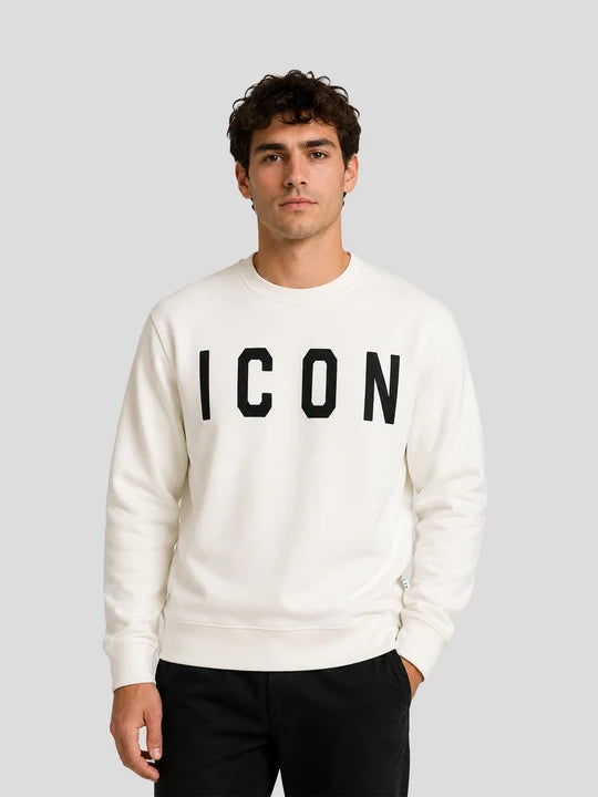 Icon Logo IUF008C Uomo Bianco - Felpa Girocollo