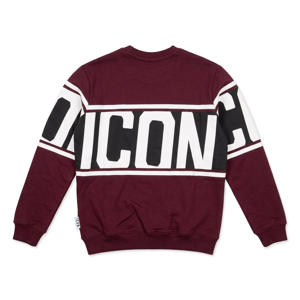 Icon felpa girocollo da uomo Stripe IUF052 bordeaux