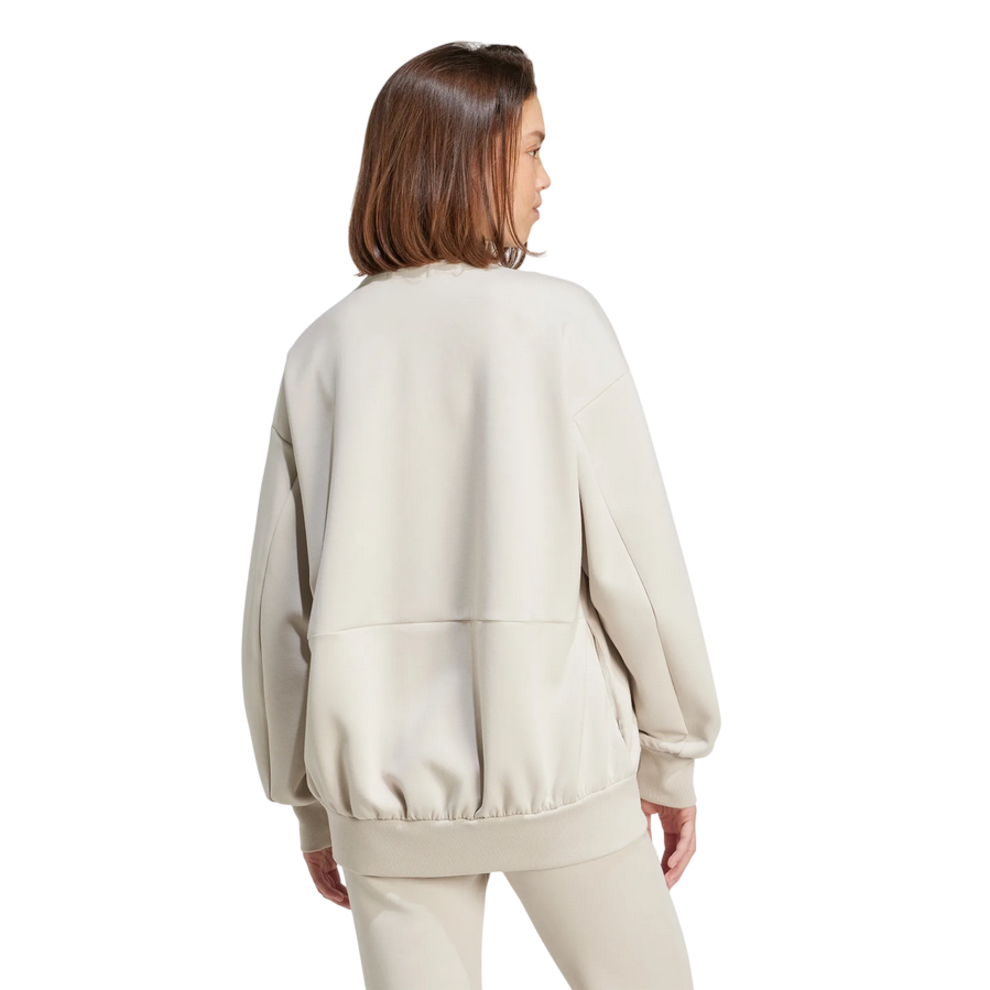 Felpa donna Adidas con zip JV9904 colore beige vestibilità ampia elegante, abbigliamento casual premium, posteriore