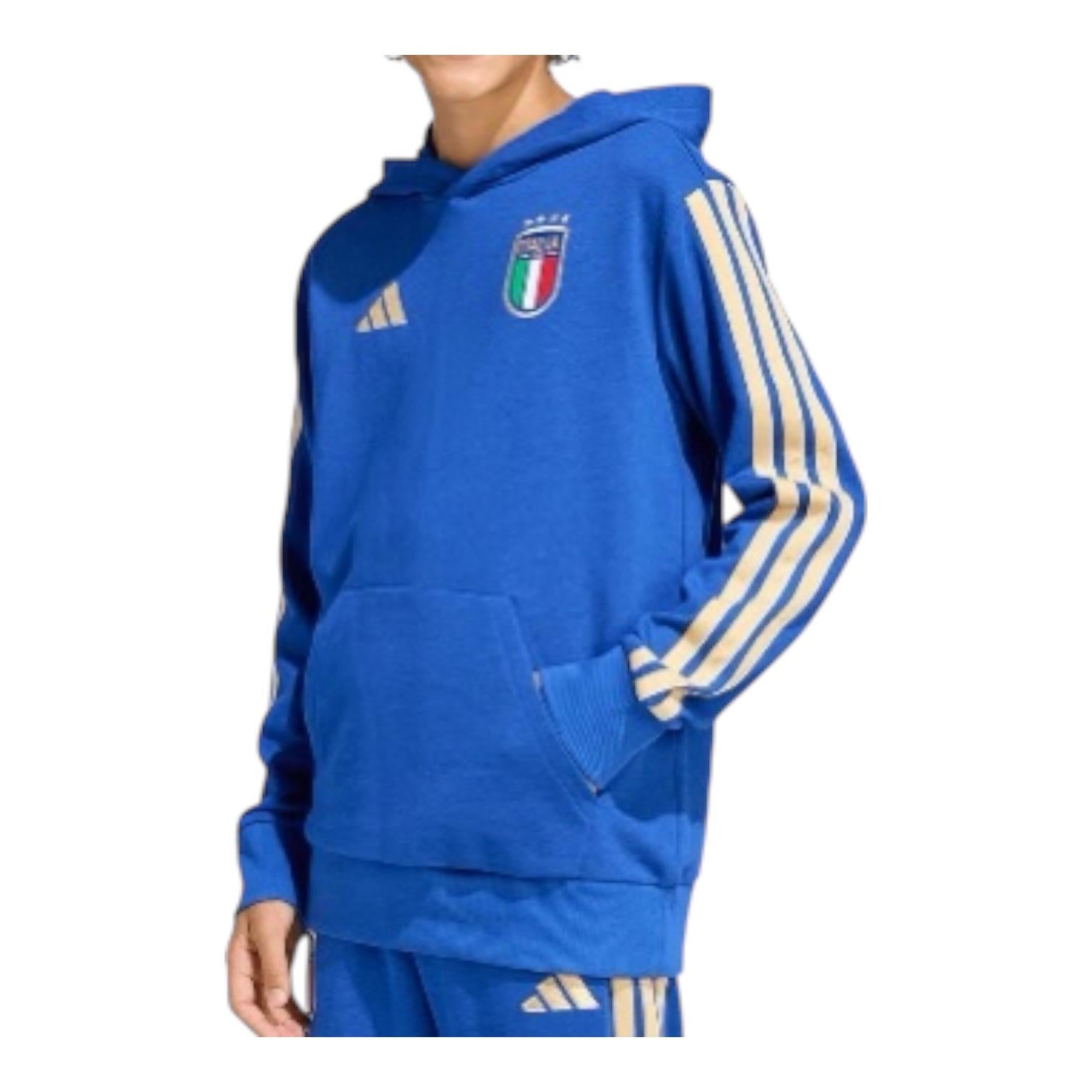 Felpa Adidas Italy DNA Hoodie JY9518 Azzurro - Stile Calcio per Giovani Tifosi