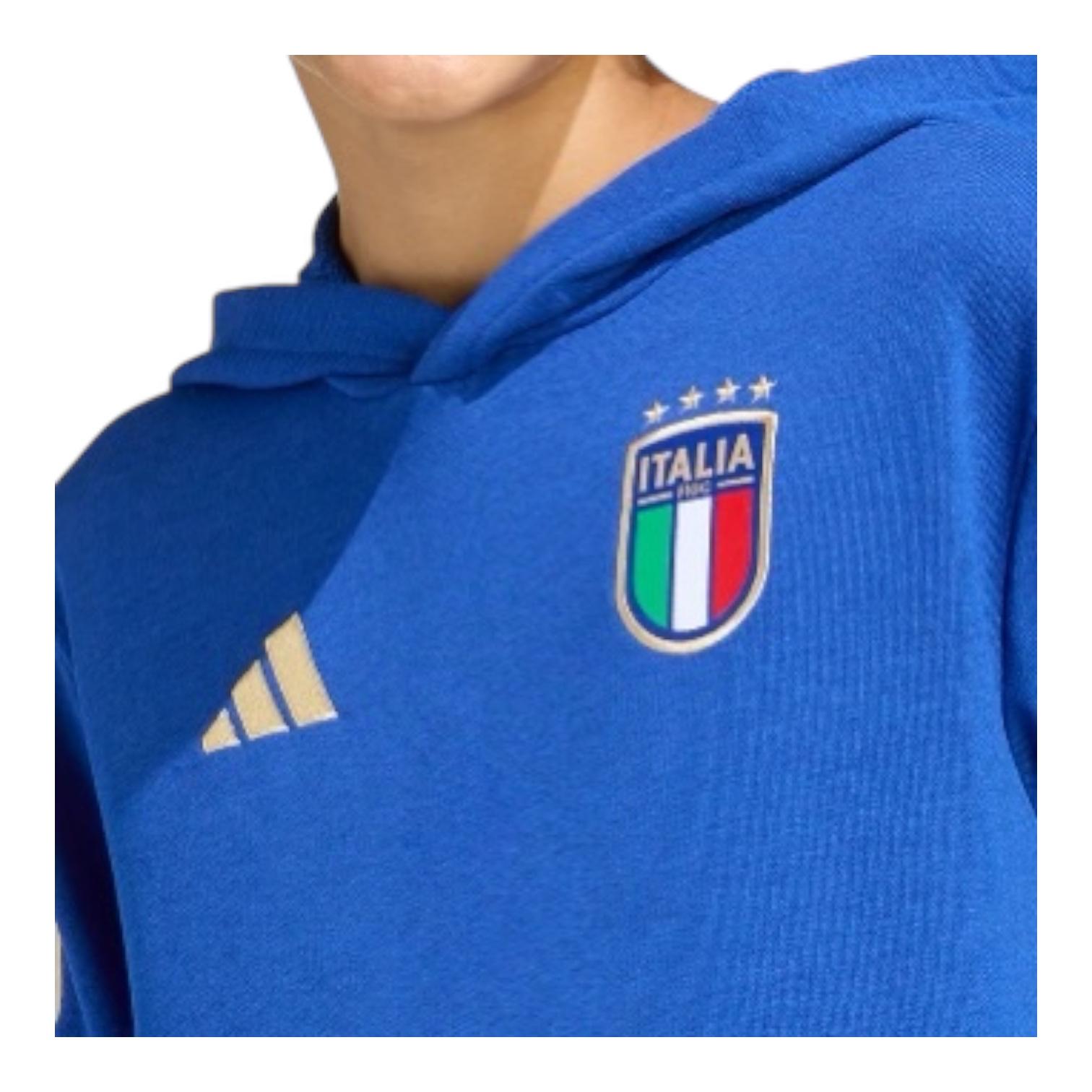 Felpa Adidas Italy DNA Hoodie JY9518 Azzurro - Stile Calcio per Giovani Tifosi scudetto