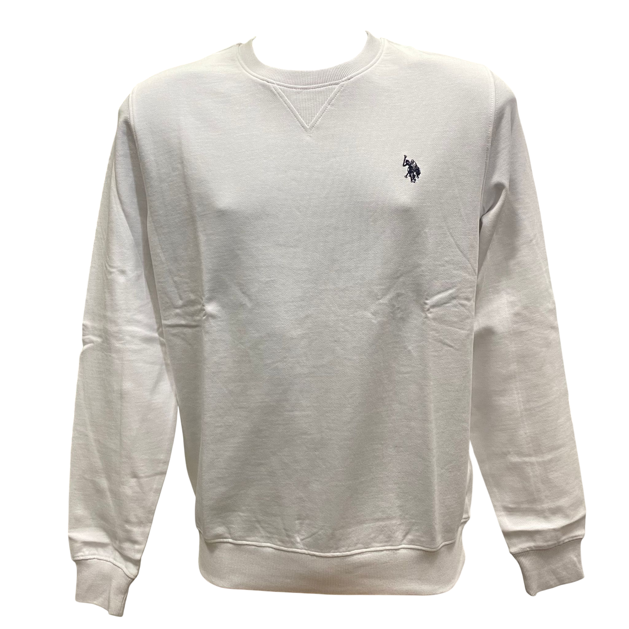 Felpa girocollo U.S.Polo Assn. Max US41187001 bianca da uomo con logo ricamato sul petto
