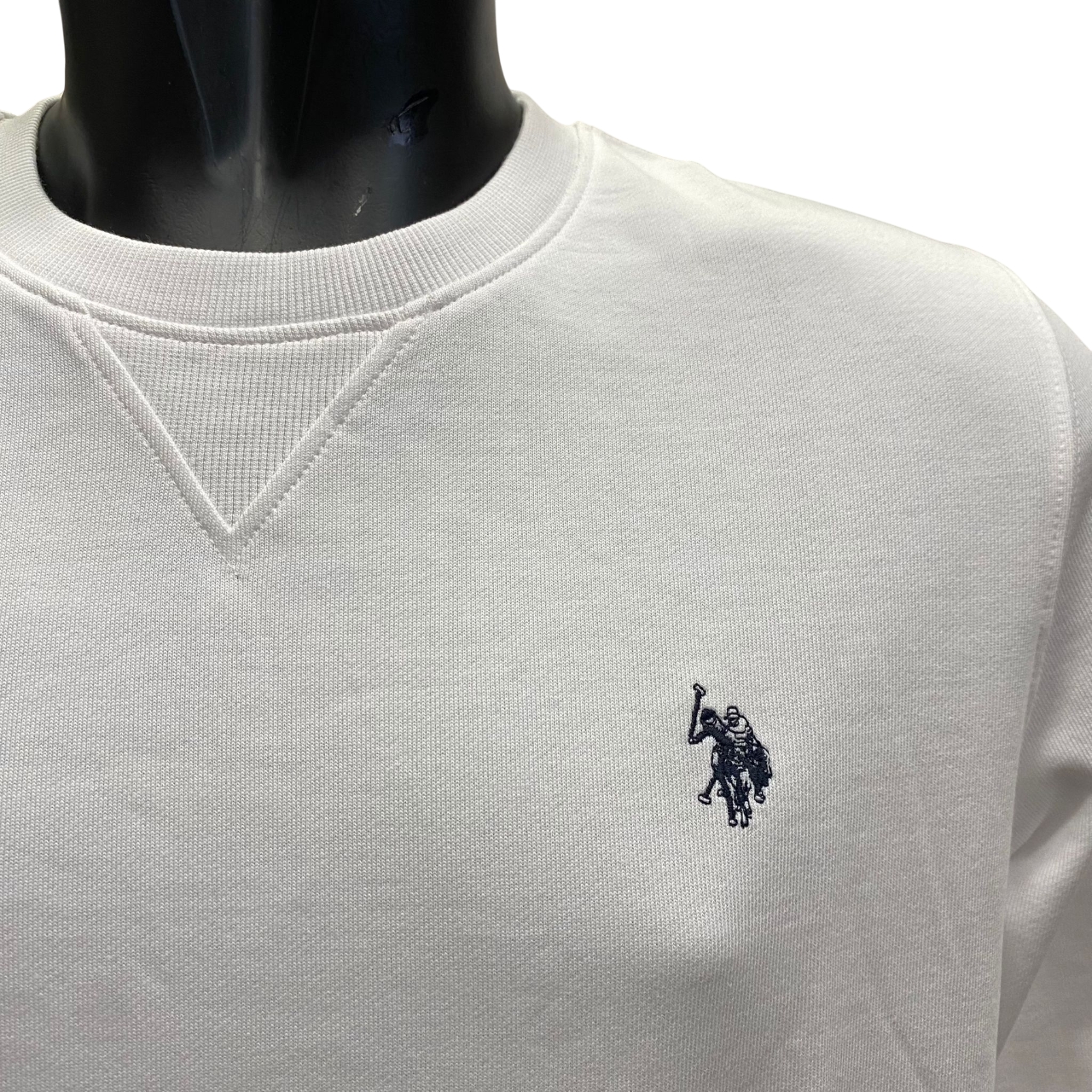 Felpa girocollo U.S.Polo Assn. Max US41187001 bianca da uomo con logo ricamato sul petto