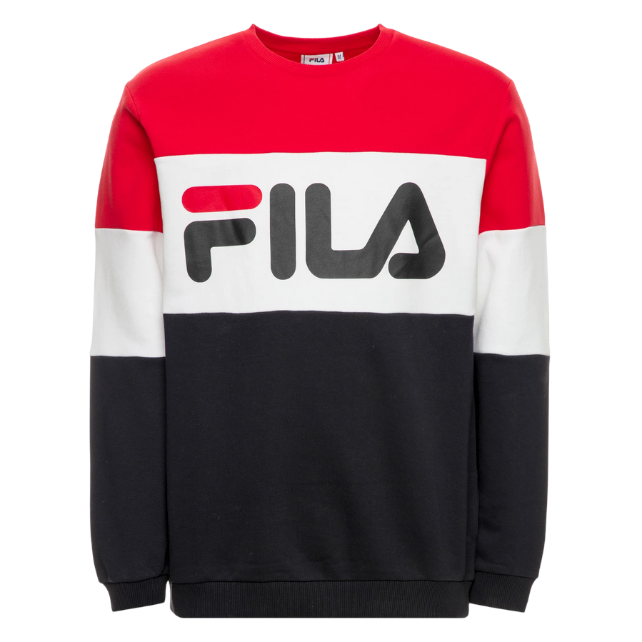 Fila felpa girocollo con logo da uomo 681255 A089 rosso-nero-bianco