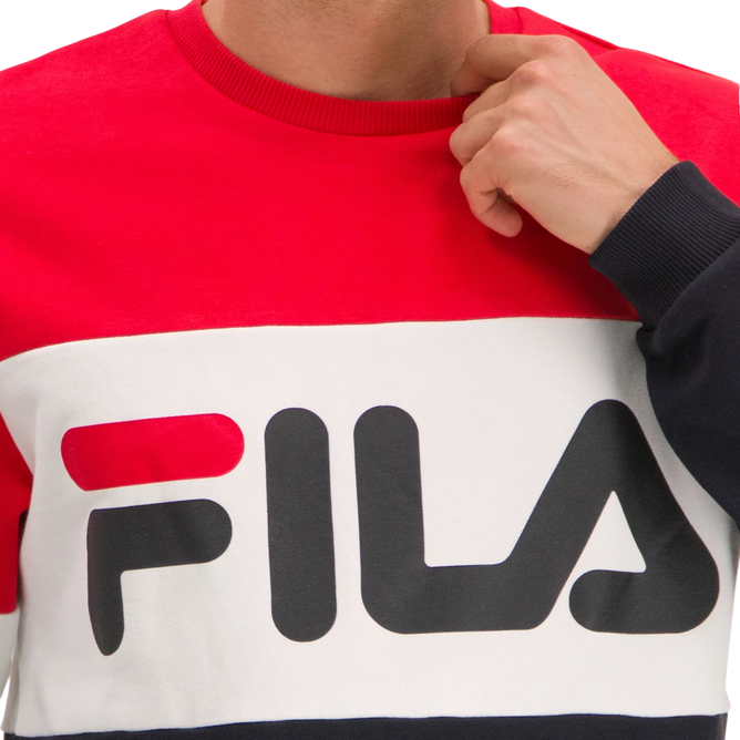 Fila felpa girocollo con logo da uomo 681255 A089 rosso-nero-bianco