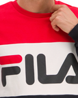 Fila felpa girocollo con logo da uomo 681255 A089 rosso-nero-bianco