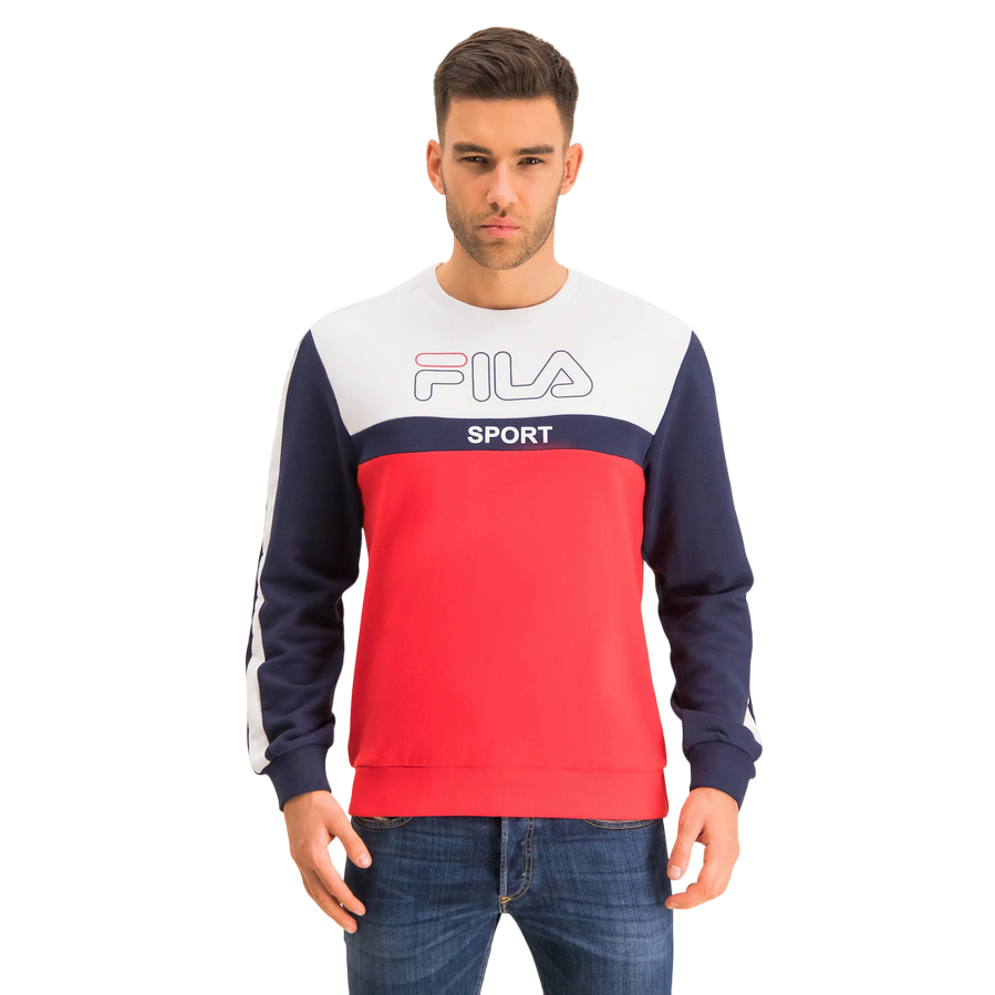 Fila felpa girocollo da uomo Word Crew Sweat 682860 K14 rosso-bianco-nero