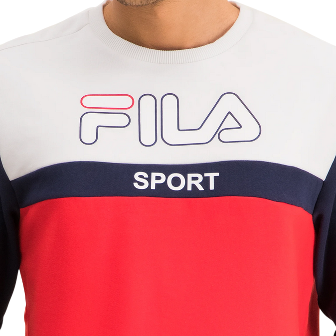 Fila felpa girocollo da uomo Word Crew Sweat 682860 K14 rosso-bianco-nero