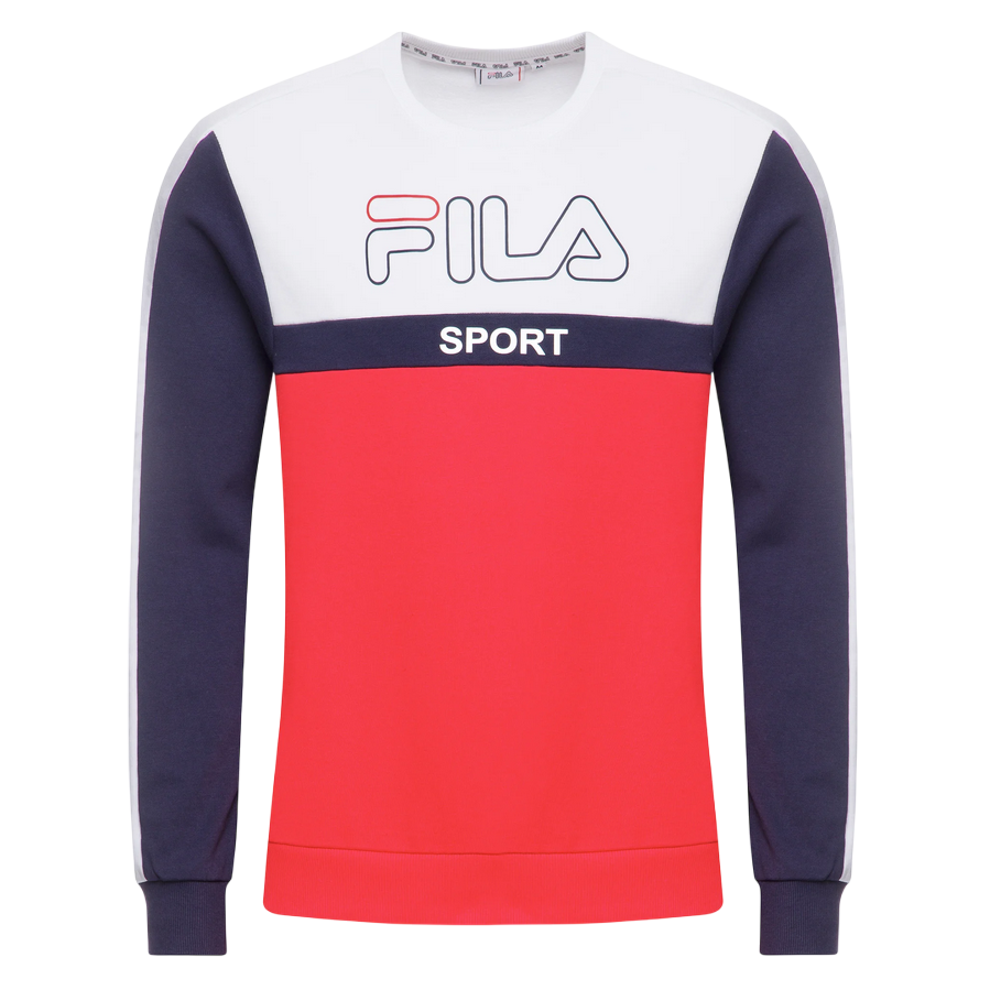 Fila felpa girocollo da uomo Word Crew Sweat 682860 K14 rosso-bianco-nero