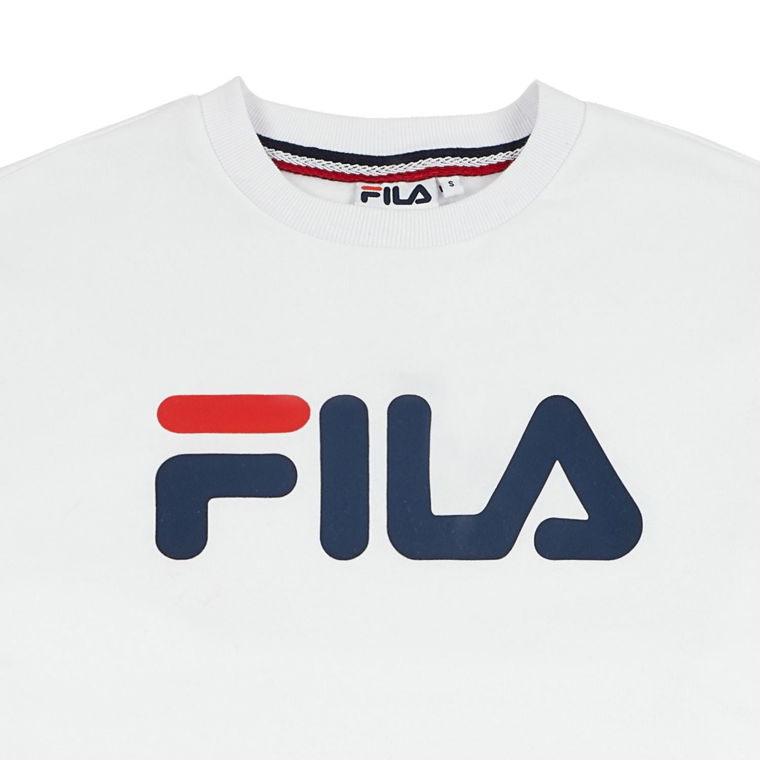 Fila felpa girocollo e logo grande da uomo Classic Pure Crew Sweat 681091 M87 bianco