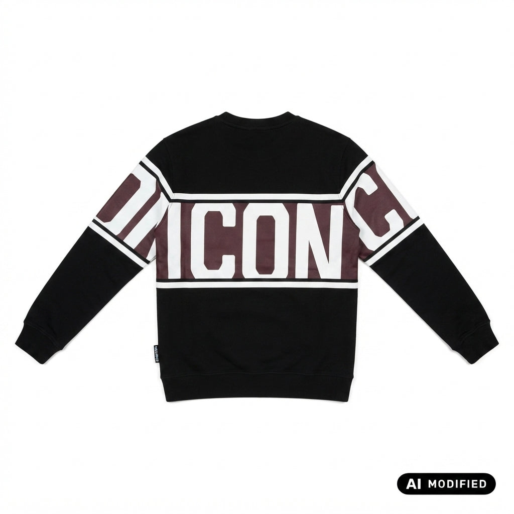 Icon felpa girocollo da uomo Stripe IUF052 nera