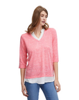 Fransa Maglia da donna lavorata con scollo a V e manica 3/4 20611398 1719301 camellia rose