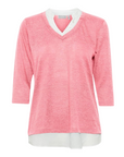 Fransa Maglia da donna lavorata con scollo a V e manica 3/4 20611398 1719301 camellia rose