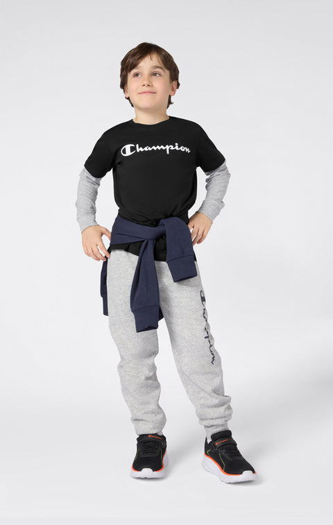 Champion T-shirt manica lunga da ragazzo in cotone leggero 307324-KK002 nero
