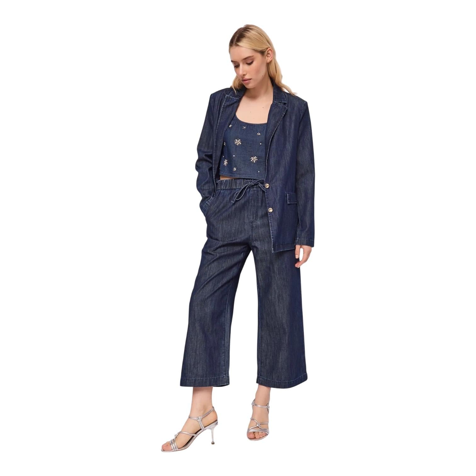 Gaudì Jeans Wide Leg Donna Coulisse 611DB26005 Blu foto principale
