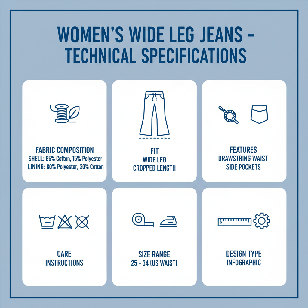 Infografica tecnica jeans wide leg Gaudì donna: composizione tessuto, fit, caratteristiche, taglie