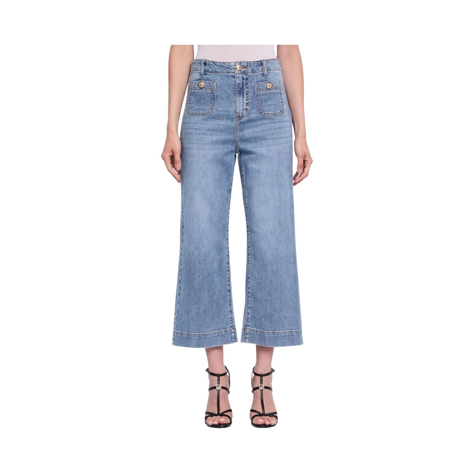 Gaudì Jeans straight cropped da donna in cotone  611BD26044 blu chiaro