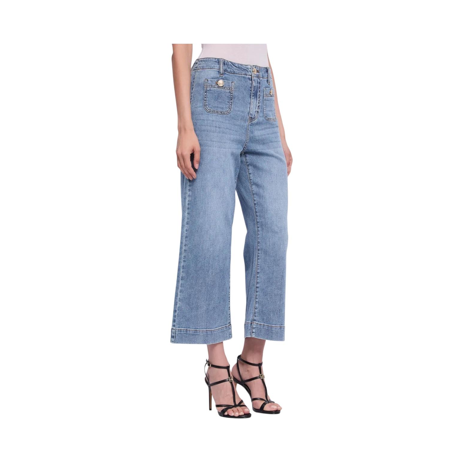 Gaudì Jeans straight cropped da donna in cotone  611BD26044 blu chiaro