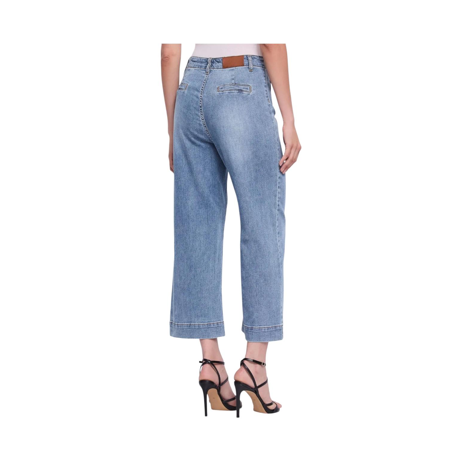 Gaudì Jeans straight cropped da donna in cotone  611BD26044 blu chiaro