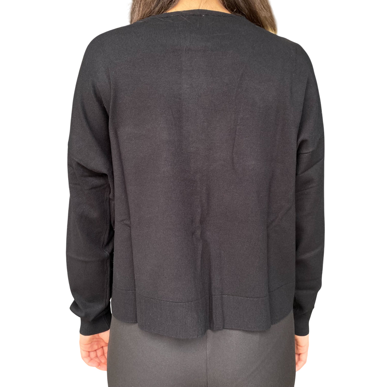 Gaudì Maglia Donna nero con Logo Strass 521BD53003 | Maglione leggero - retro