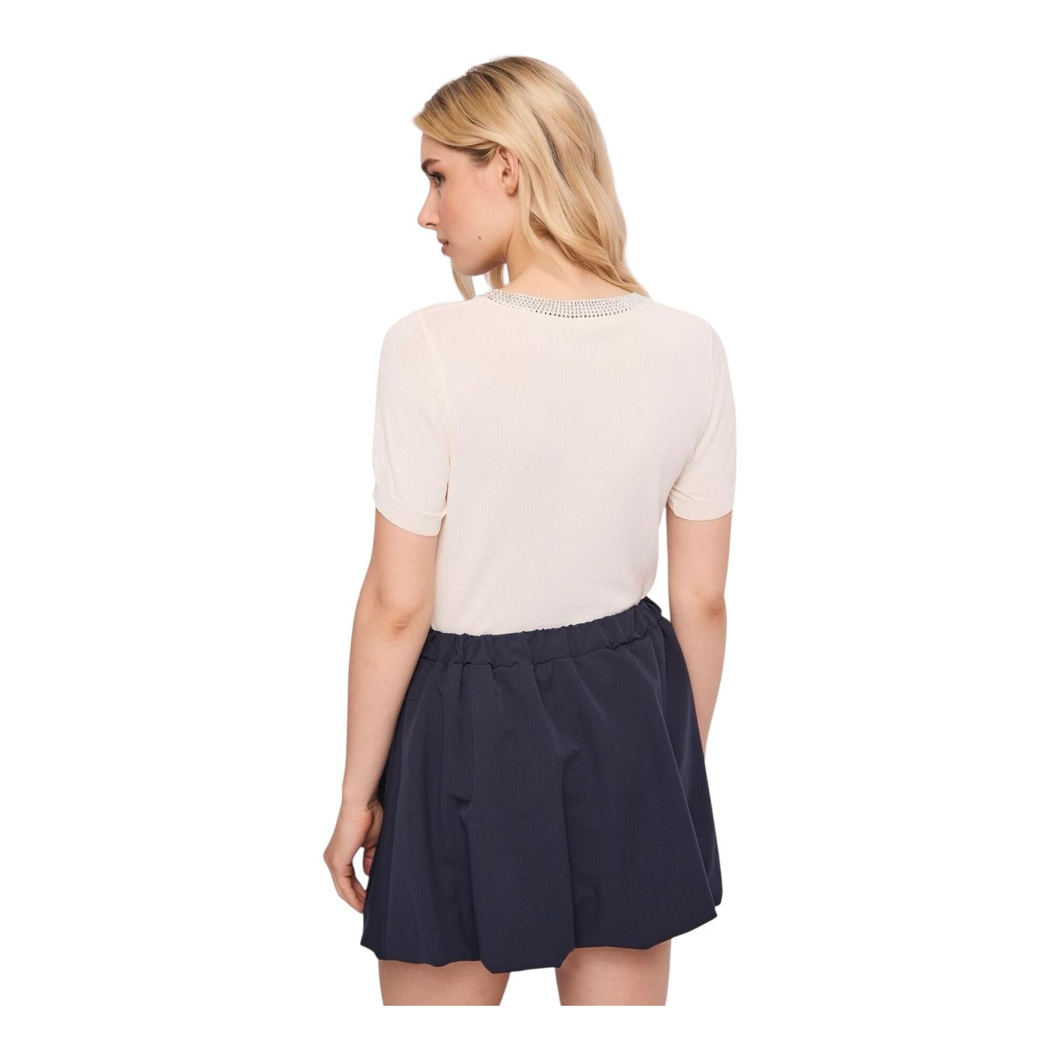 Gaudì Maglia girocollo bianca da donna con strass  611BD53036 2131 Tofu