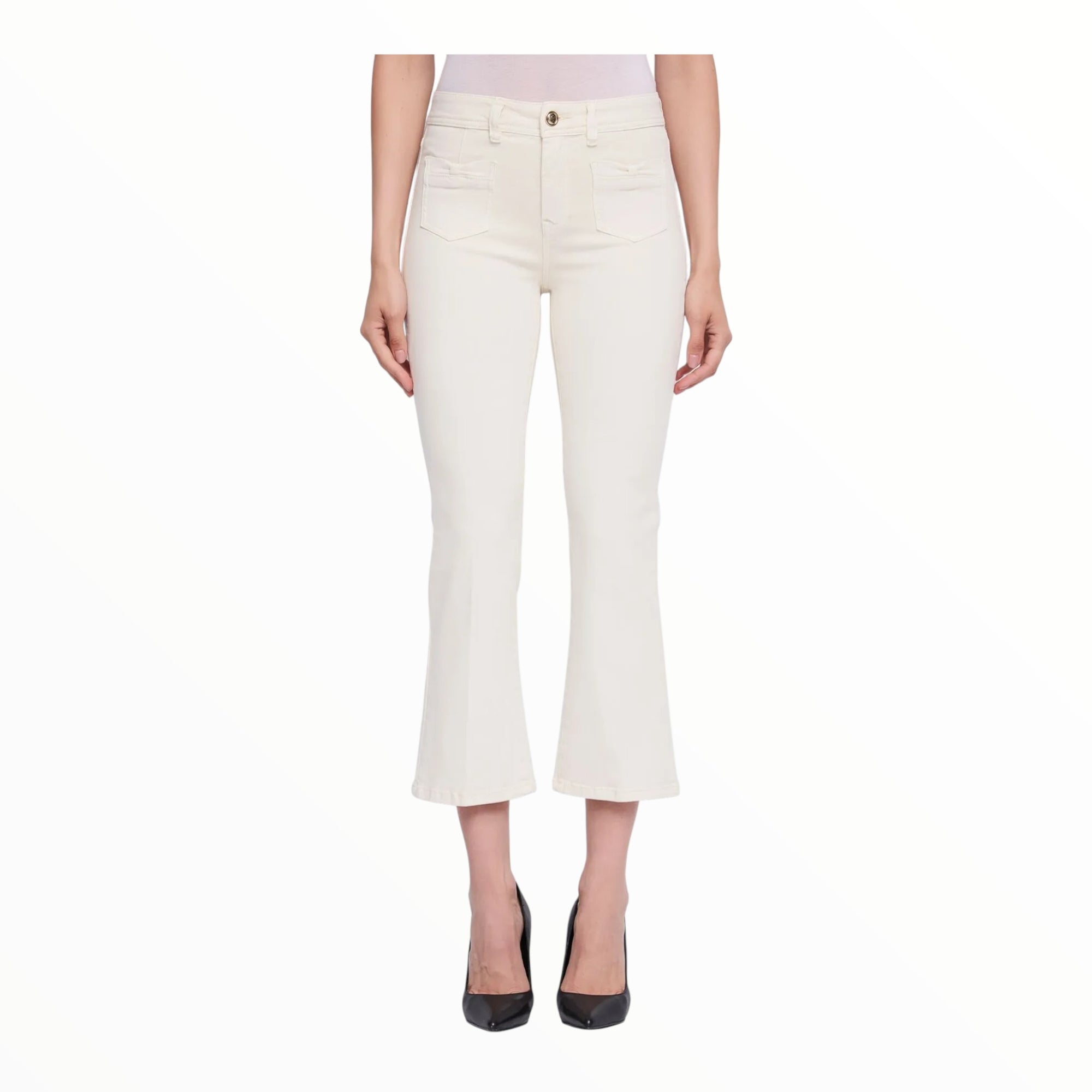 Gaudì Pantaloni flare cropped da donna in twill 611BD25035 tofu