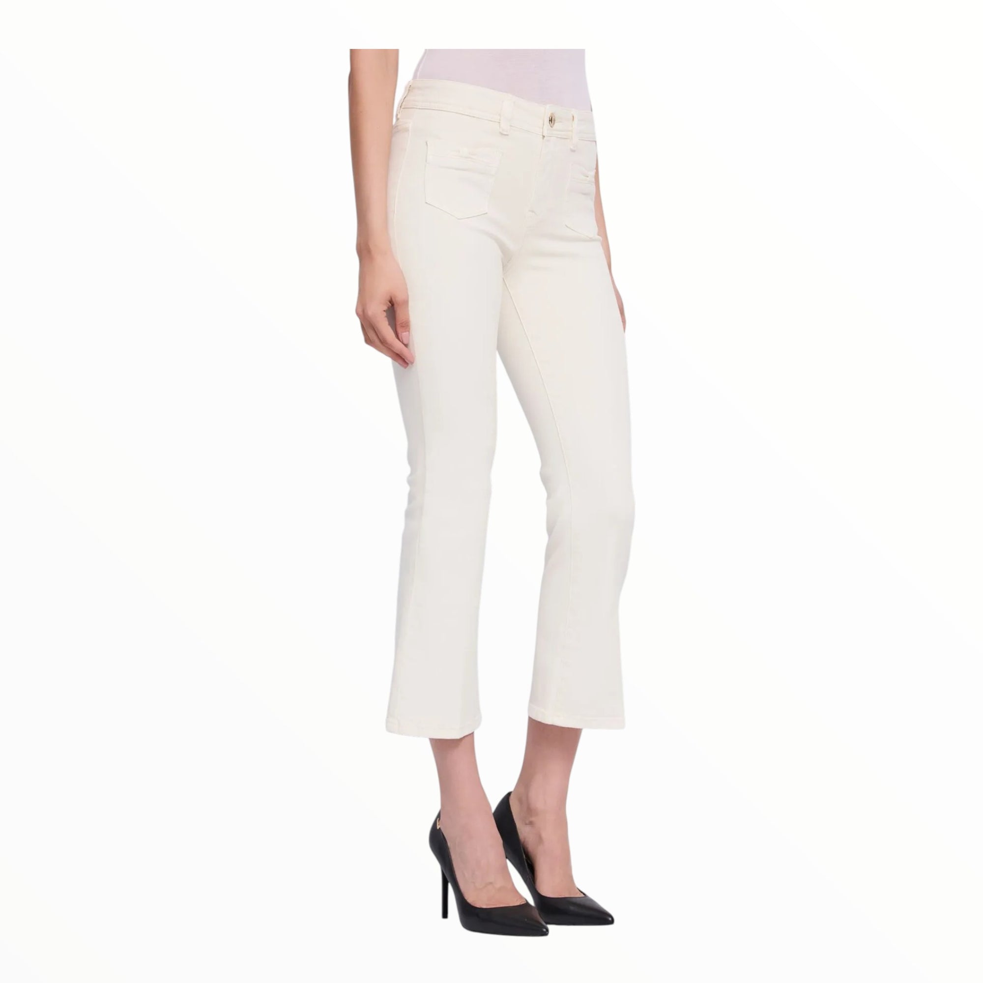 Gaudì Pantaloni flare cropped da donna in twill 611BD25035 tofu vista da avanti