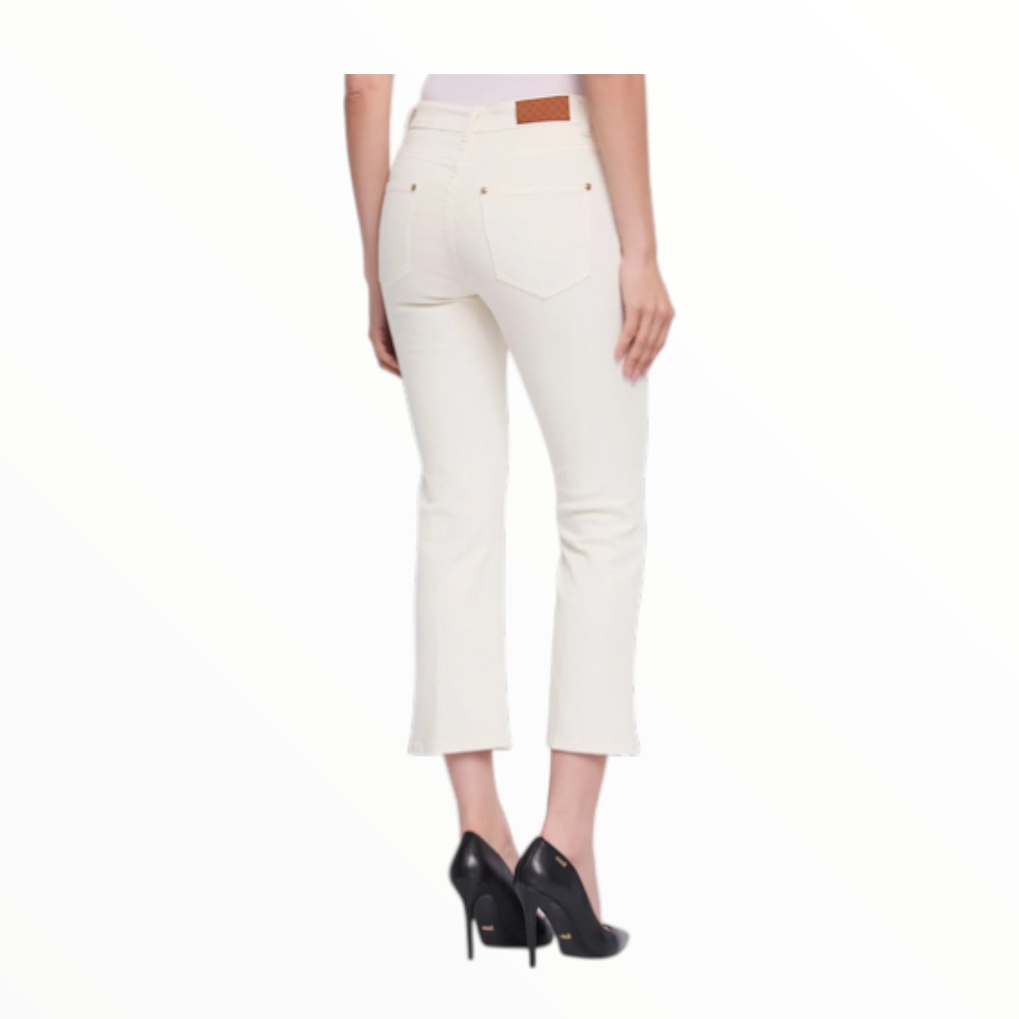 Gaudì Pantaloni flare cropped da donna in twill 611BD25035 tofu vista da dietro