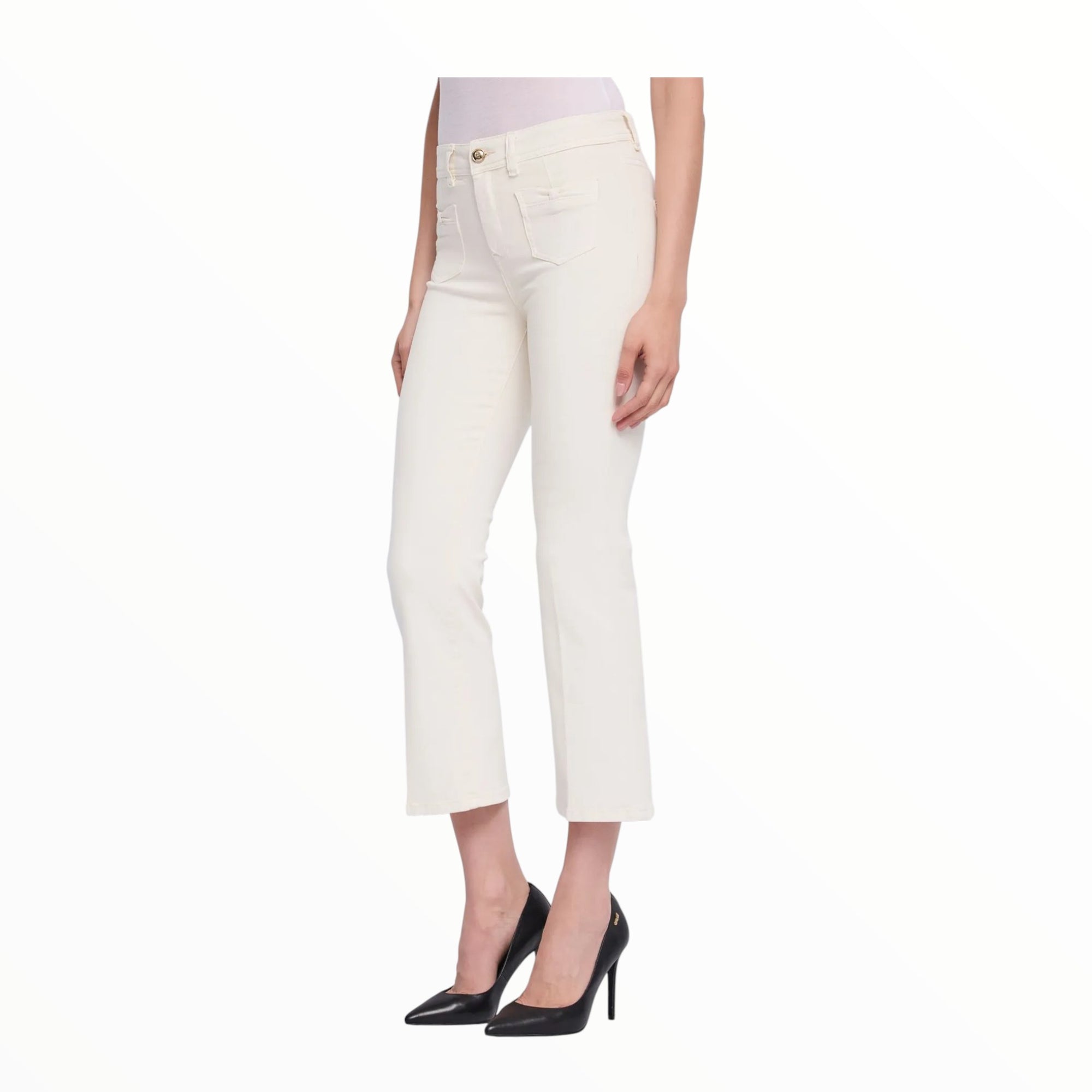 Gaudì Pantaloni flare cropped da donna in twill 611BD25035 tofu vista da laterale