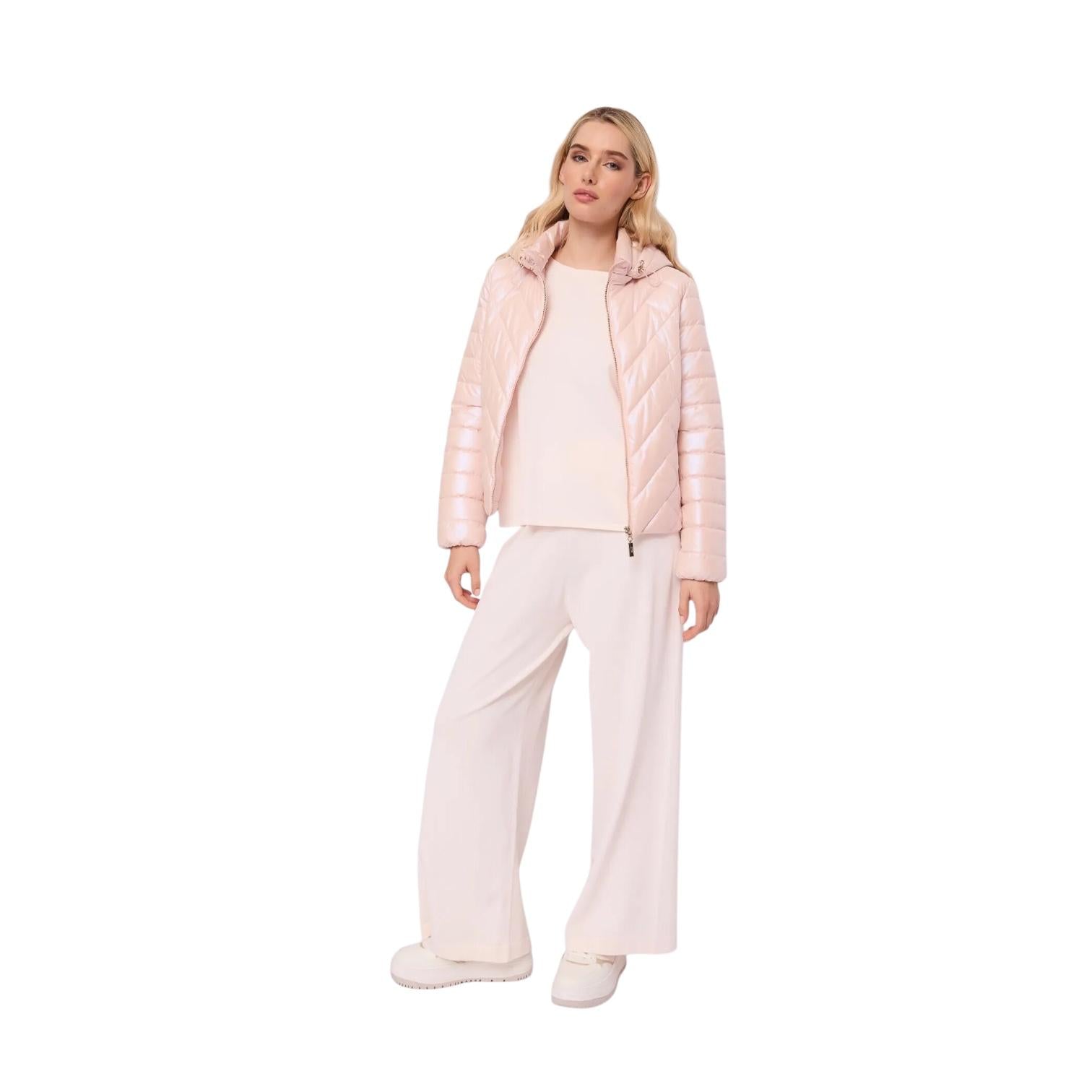 Gaudì Piumino da donna con cappuccio 611BD35001 4424 rosa vista aperto