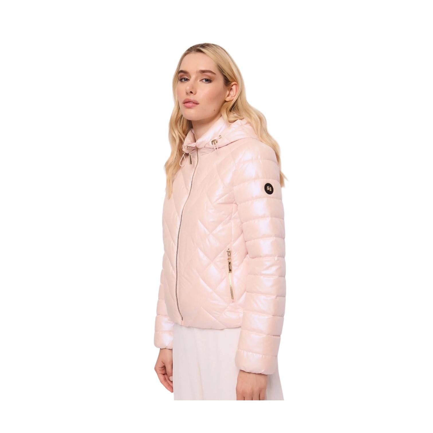 Gaudì Piumino da donna con cappuccio 611BD35001 4424 rosa vista laterale
