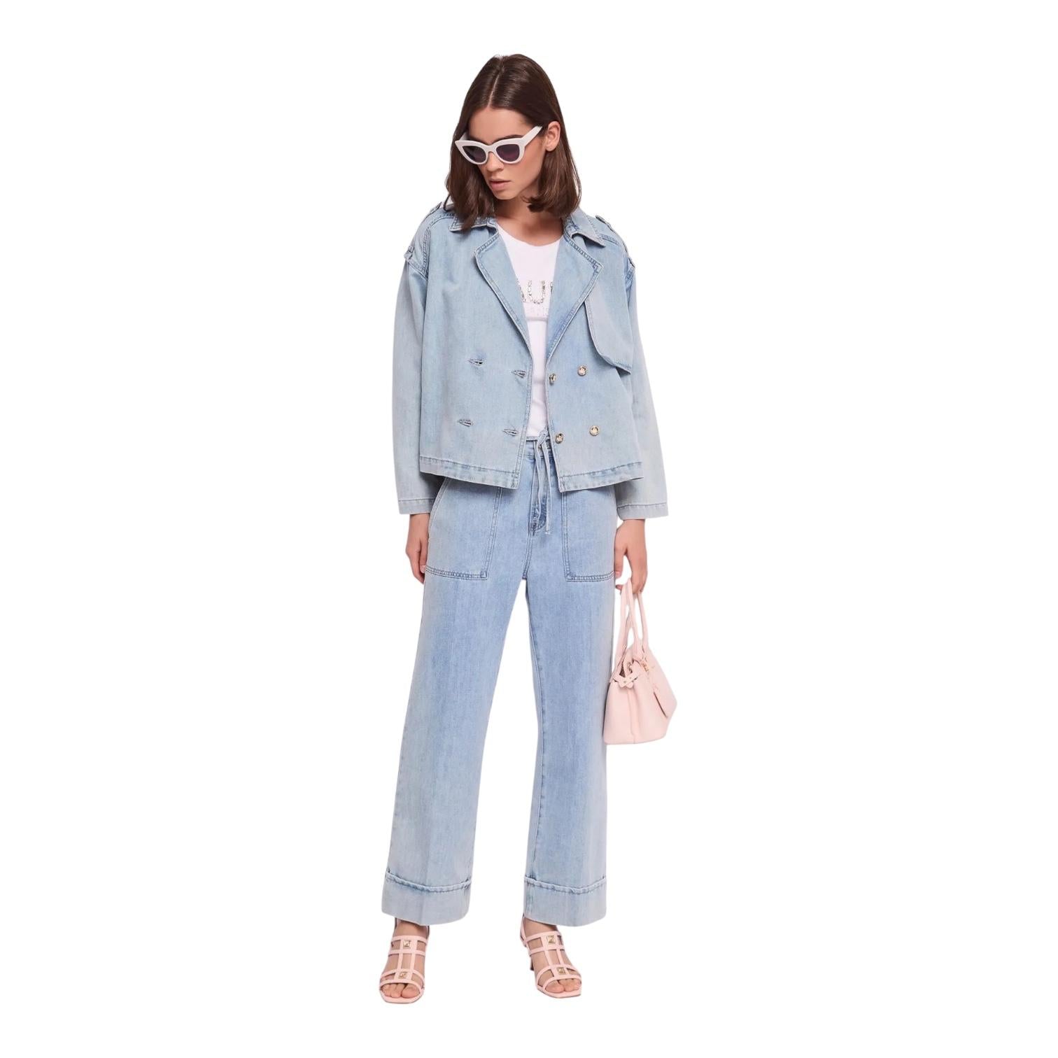 Gaudì T-shirt da donna con strass 611BD64067 2100 bianco