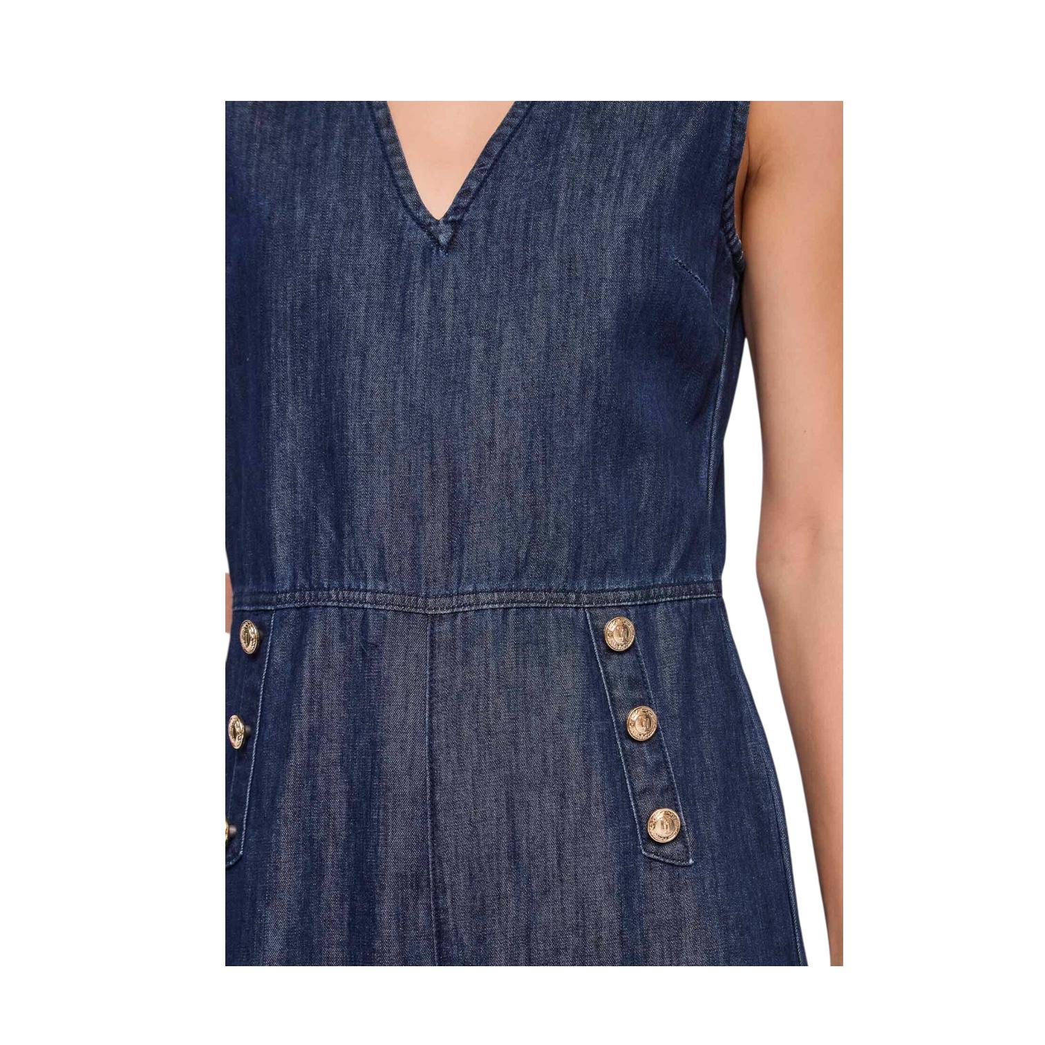 Gaudì Tuta da donna in denim con bottoni dorati 611BD16006 blu