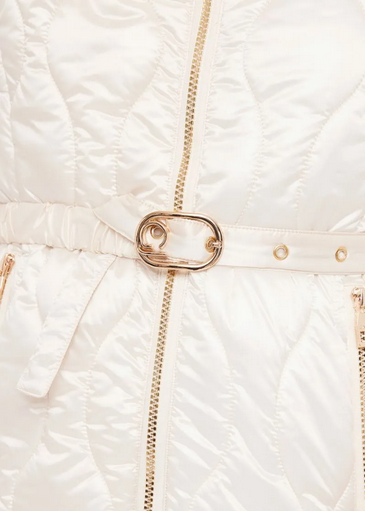 Gaudì piumino da donna con collo pelliccia e cintura 321BD35012 2131 tofu