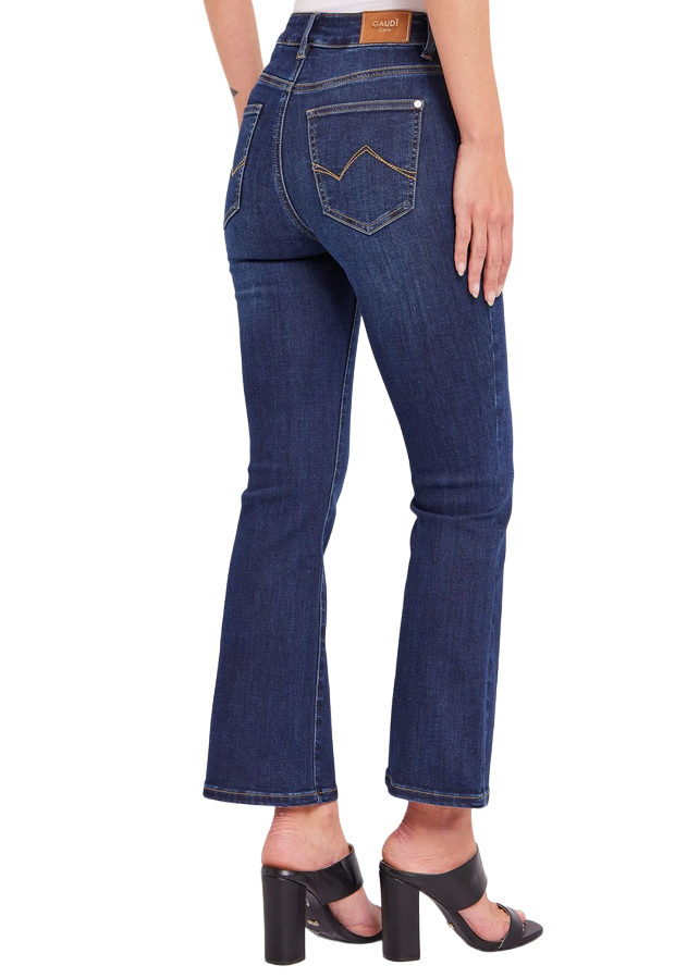 Gaudì pantalone jeans da donna a zampa Flaire Cropped Frida 411BD26035 blu medio