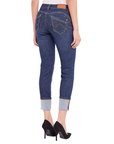 Gaudì pantalone skinny in jeans da donna con risvolto 421BD26004 blu