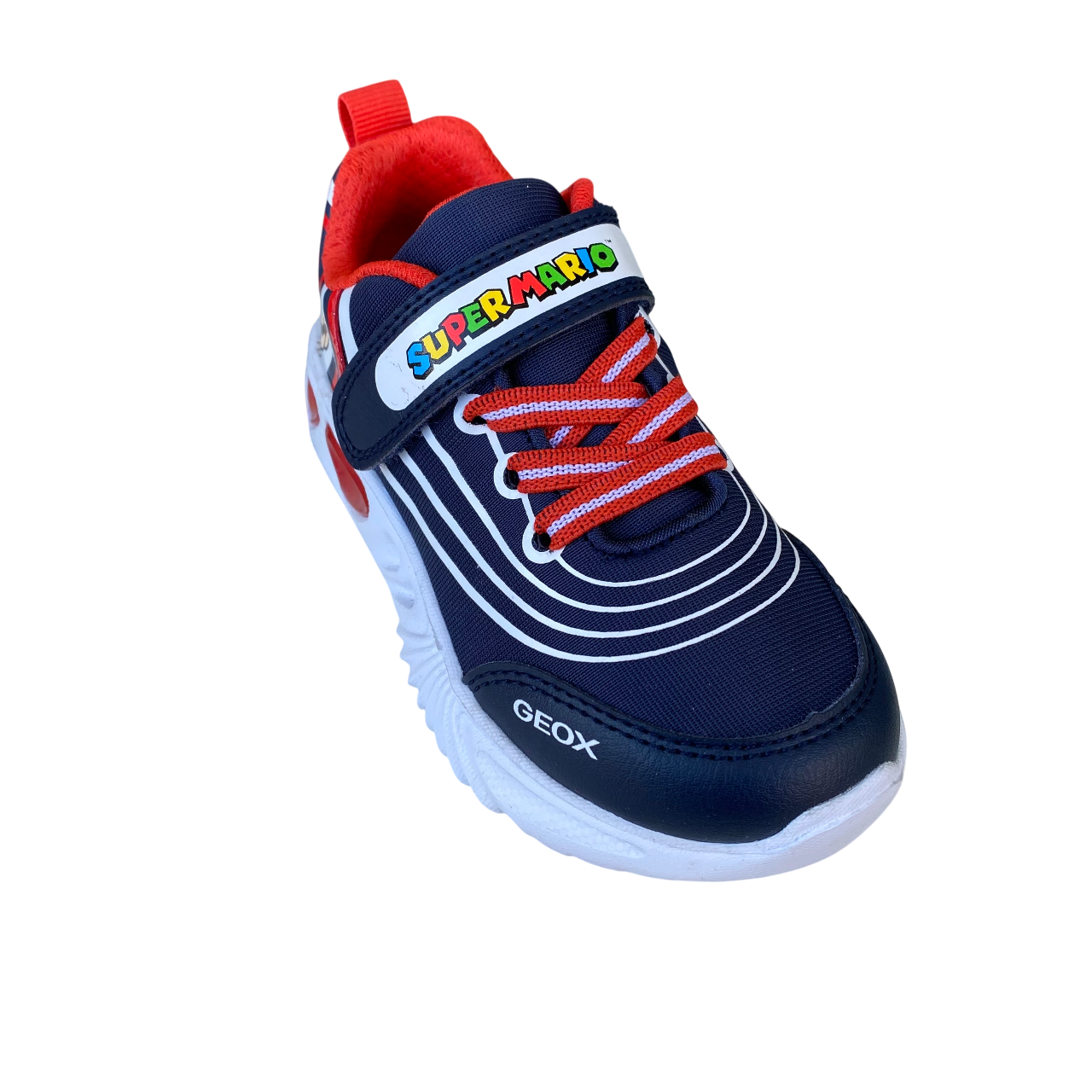 Geox scarpa da ginnastica da bambino  con laccio elastico e velcro Assister  J55DZB 02A54 C0735 blu-rosso