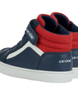 Geox scarpa alta da bambino con laccio elastico e velcro Gisli B361ND 05410 C0735 blu-rosso
