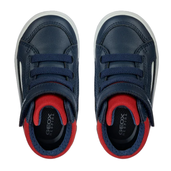 Geox scarpa alta da bambino con laccio elastico e velcro Gisli B361ND 05410 C0735 blu-rosso