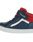 Geox scarpa alta da bambino con laccio elastico e velcro Gisli B361ND 05410 C0735 blu-rosso