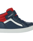 Geox scarpa alta da bambino con laccio elastico e velcro Gisli B361ND 05410 C0735 blu-rosso