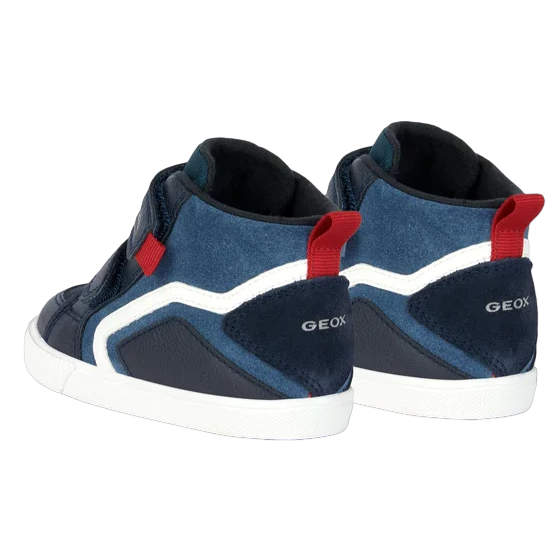 Geox scarpa sneaker alta da bimbo con strappo in pelle B36A7E-022ME-C4277 Kilwi blu