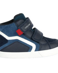 Geox scarpa sneaker alta da bambino con strappo in pelle B36A7E-022ME-C4277 Kilwi blu