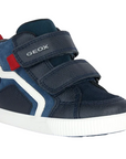 Geox scarpa sneaker alta da bambino con strappo in pelle B36A7E-022ME-C4277 Kilwi blu