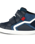 Geox scarpa sneaker alta da bambino con strappo in pelle B36A7E-022ME-C4277 Kilwi blu
