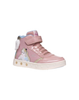 Geox scarpa sneakers alta da bambina con luci Skylin J468WG rosa chiaro-platino