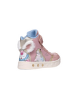 Geox scarpa sneakers alta da bambina con luci Skylin J468WG rosa chiaro-platino