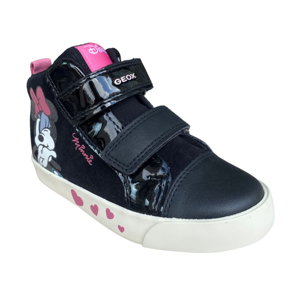 Geox scarpa sneakers con strappo da bambina Kilwi Minnie B46D5B 022HH C9289 nero-rosa