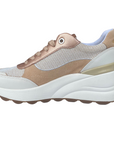 Geox scarpa sneakers da donna con tallone rialzato SPHERICA EC13 bianco spento - beige